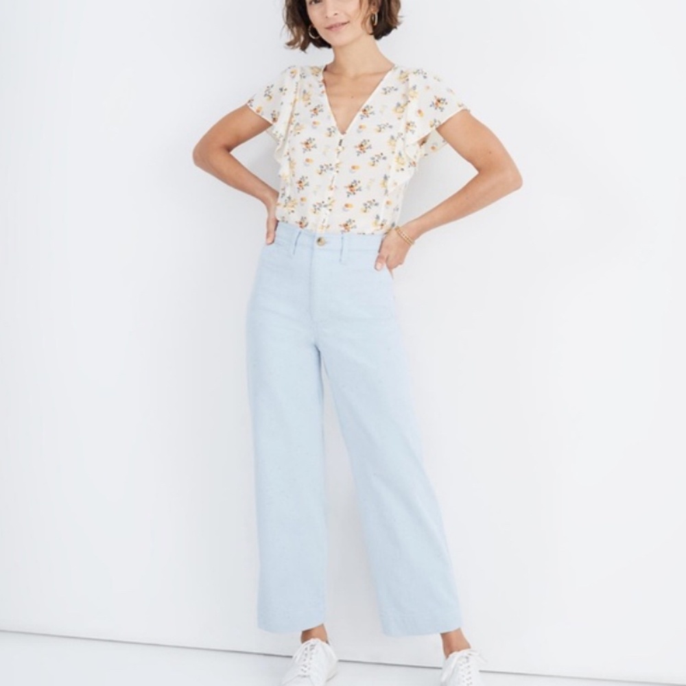 Madewell Slim Emmett Wide-Leg Crop Pants in Speckle - Size 27